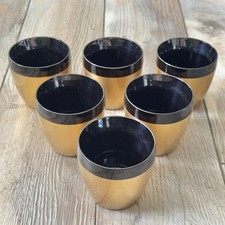 6 Vintage MCM NFC West Bend Thermo-Serve Style Gold & Black Insulated Cups USA picture