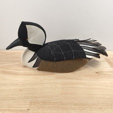 VTG Hooded Merganser Decoy Doorstop by Lynda Cox 1986 Folk Art 15