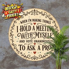 Craft Room Is My Happy Place Hobby Studio Round Metal Tin Sign 8x8 picture