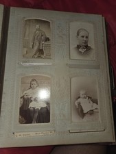 Antique 1800s Purple Cabinet Card Photo Album Sepia 12 Portraits picture