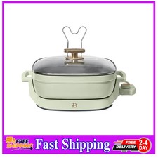 Beautiful 5 in 1 Electric Skillet 7 Qt Expandable with Glass Lid Sage Green picture