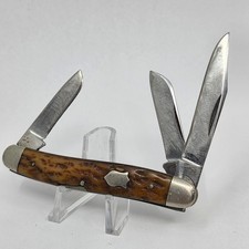 Vintage EC Simmons Keen Kutter 3439 3 Blade Jigged Bone Folding Knife picture