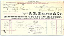 1897 J.R. Draper & Co. NH Gloves & Mittens Billhead picture