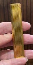 VTG Novelty Golden Thin Capri Ribbed Metal Lighter w/ 