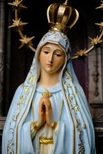Hand-Painted Our Lady of Fatima Statue Crowned Virgin Mary Catholic Decor picture