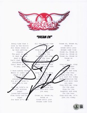 STEVEN TYLER SIGNED AUTO AEROSMITH DREAM ON LYRIC MUSIC SHEET BECKETT BAS picture