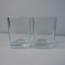 SET OF 2- VTG Bushmills IrishWhisky Shot Glasses Etched Square Made In USA RARE picture