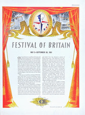 1951 Festival of Britain Eric Fraser Art South Bank Exhibit Program Mag Article picture