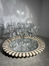 TOSCANY Set Of 6 Vintage Etched Ribbon Wine Glasses Romania Hand Blown (218) picture