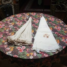 Set Of Three 3 Vintage Round Cloth Fabric Tablecloths Polyester picture