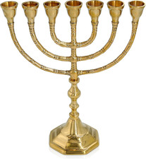 Salomon'S Menora Authentic Brass Menorah - 7-Branch Candle Holder from Jerusalem picture