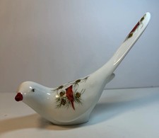 Fenton Hand Painted Bird of Happiness Cardinal Jim Andrick White Satin Glass picture