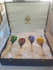 Fabergé Imperial Collection Cut Stemmed Wine Glasses Set of 4 Multicolor Boxed picture