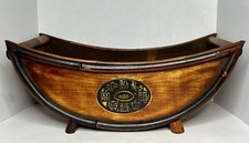 Vintage Chinese Bentwood Bamboo Boat Planter Carved Seal Centerpiece Trough 24” picture