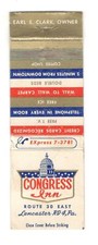 Congress Inn Lancaster Pennsylvania Vintage Matchbook Cover ST4 picture
