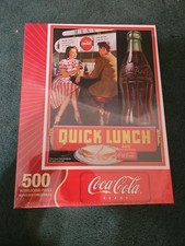 New Coca Cola Puzzle Majestic Puzzles Quick Lunch Springbok 500 Pieces New Vtg picture
