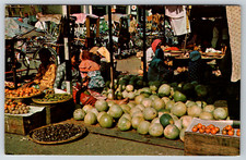 c1960s Market Scene Malaysia Fruit Vegetable Stands Vintage Postcard picture