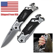 9-in-1 Tactical Folding Knife EDC Pocket Knife with Fire Starter Glass Breaker picture