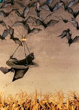 Black Cat Witch Hat Bats Single Trade Swap Playing Card picture