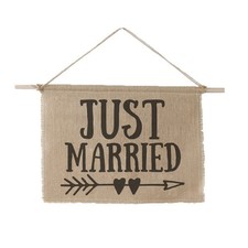 Just Married Sign 11 x 14 Burlap picture