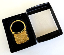 Vintage O.B.S.C Christian Organization Gold Tone Padlock Shaped Keychain in Box picture