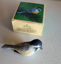 Hallmark  Keepsake Ornament Chickadee 1984 Hand Painted Fine Porcelain Clip picture