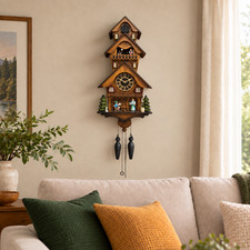 Handcrafted Black Forest Cuckoo Clock Beer Scene Quartz German Design Musical picture