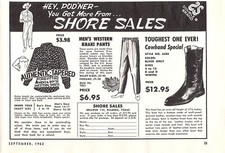 Shore Sales Kilgore Texas Western Cowboy Boots Clothing 1962 Vtg Mag Print Ad picture