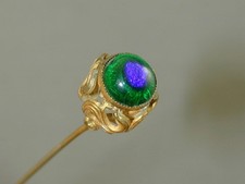 Gorgeous Ornate Art Nouveau Peacock Glass Hat Pin 8.75” picture