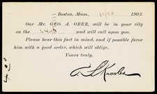 1902 C.S. Knowles Boston MA Traveling Salesman Notice McKinley Postal Card picture