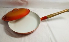 Vintage Descoware Belgium White Enameled Cast Iron Skillet #23-D 11
