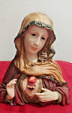Vintage Immaculate Heart of Mary Stone Bust from Italy picture