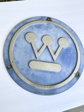 Vintage 1960s Westinghouse Cast Aluminum 13-3/4” Round Industrial Logo Sign U.S. picture