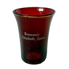 ODEBOLT IOWA IA ANTIQUE Ruby Red Flash Souvenir Glass Cut CUP MUG picture