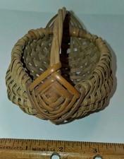 Miniature Vintage Basket 3.25 Tall X 4.25” Wide X 3.25