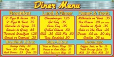 RETRO 1950s DINER CARHOP MENU HAMBURGER DRIVE IN SIGN REMAKE BANNER SIZE OPTIONS picture