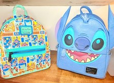 Authentic 2 Disney Loungefly Backpacks Stitch & Disney Classics Cartoon Pattern picture