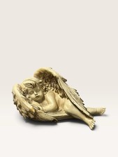 14” Sleeping Angel Antiqued Cherub Baroque Fanciful Sculpture Mantle Figurine picture