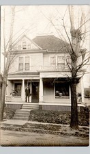 HOUSE W PORCH decatur il c1910 postcard illinois real photo rppc family man picture