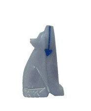 Vtg Native American Zuni WOLF Fetish Carved Fluorite Stone Lapis Heartline 1.5