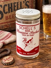 Rare VINTAGE SCHELL'S BEER GLASS SALT SHAKER NEW ULM MN AUGUST SCHELL Deer picture