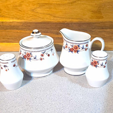 Vintage Sheffield Anniversary China Floral Cream, Sugar, Salt & Pepper, Set Of 4 picture