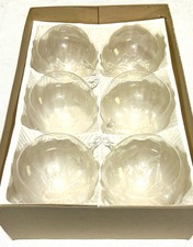 Vtg West Germany Clear Glass Christmas Ornaments Box of 6 Glass Loops MCM picture
