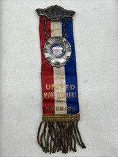 Antique VTG United Mine Workers Of America Ribbon Union Metal Ribbon Pin 8 Hours picture