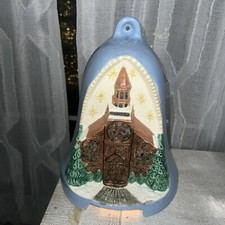 Vtg 1984 Modern Light Craft Mold  Lighted Bell Shaped Church Stained Glass Opal picture