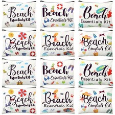 Chunful 12 Pcs Makeup Bag Summer Themes Cosmetic Bulk as picture shown picture