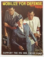 Original 1951 US Red Cross Poster - Mobilize for Defense, Norman Rockwell picture