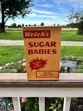 Vintage 60s Welch's Sugar Babies 24-Pack Display Box Nabisco Caramel Candy Rare picture
