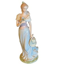 Avon Moments & Memories 2002 Porcelain Woman Figurine Blue Gown Flower Hat picture