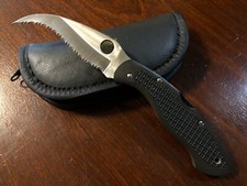 Vintage 90s Spyderco Japan C12TUFS Civilian Folding Pocket Knife & Soft Case picture